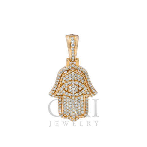 14K Yellow Gold Diamond Hamsa Pendant