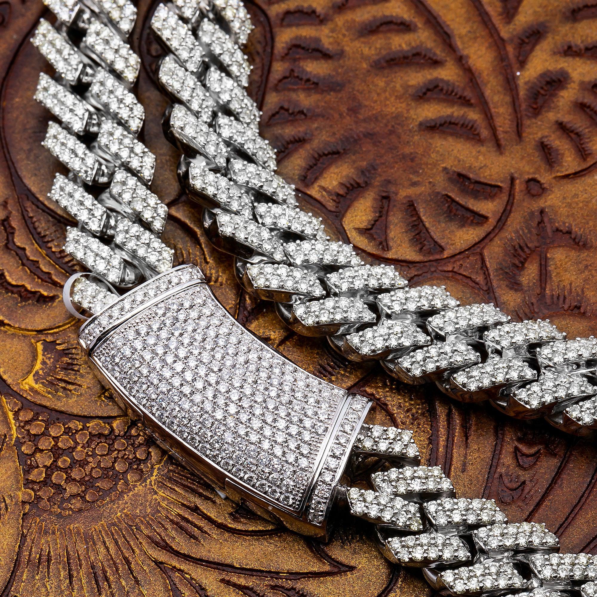 14K WHITE GOLD 22" CUBAN CHAIN WITH 29.53 CT DIAMONDS