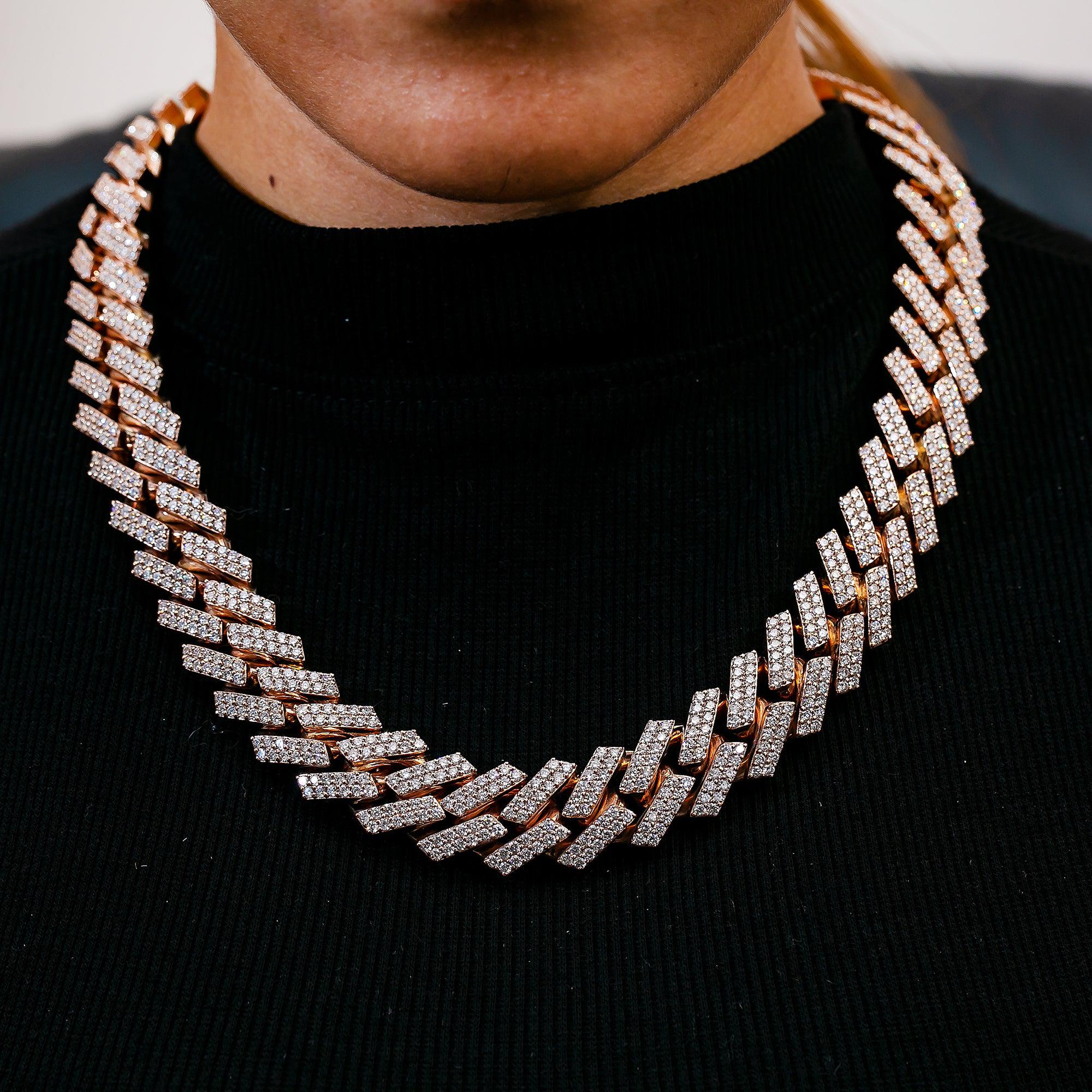 14K ROSE GOLD 20" CUBAN CHAIN WITH 39.91 CT DIAMONDS