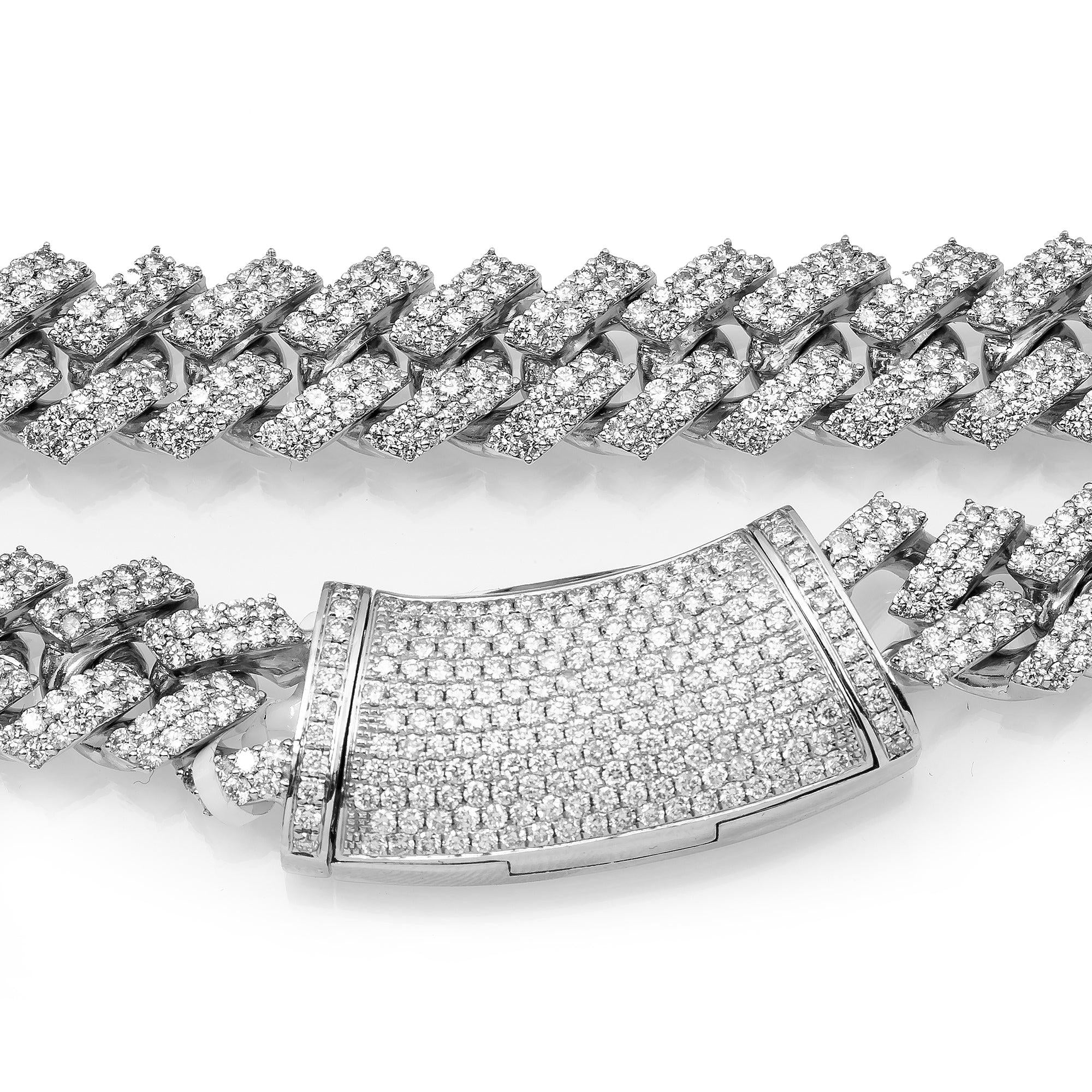 14K WHITE GOLD 22" CUBAN CHAIN WITH 29.53 CT DIAMONDS