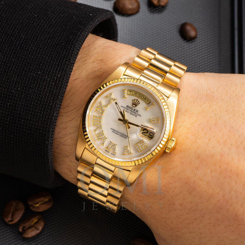 Rolex Day-Date 18013 36MM White Diamond Dial With Presidential Bracelet