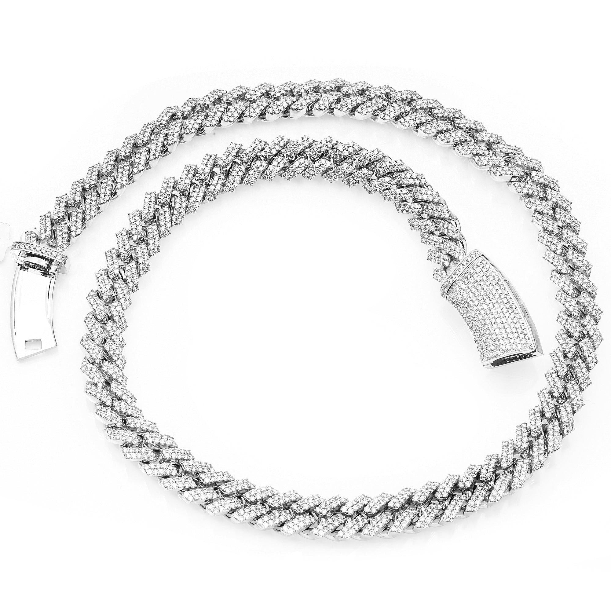 14K WHITE GOLD 22" CUBAN CHAIN WITH 29.53 CT DIAMONDS