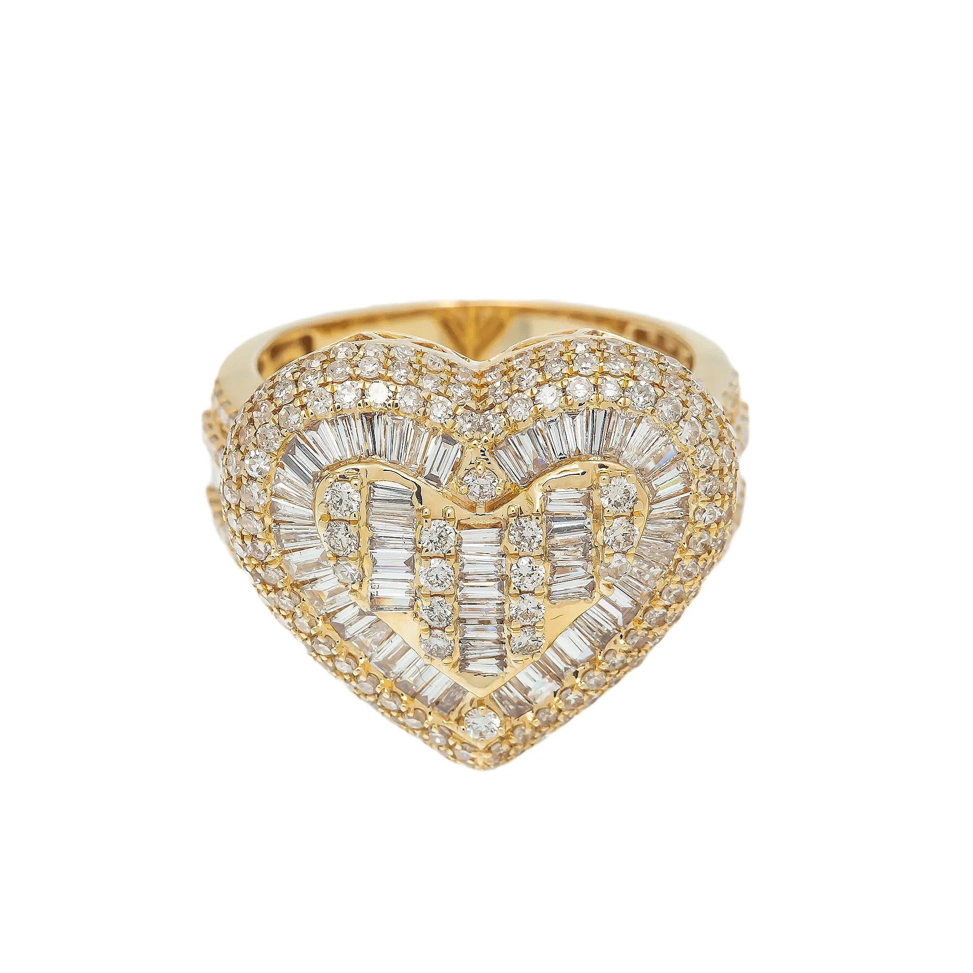 14K GOLD BAGUETTE DIAMOND LADIES HEART RING
