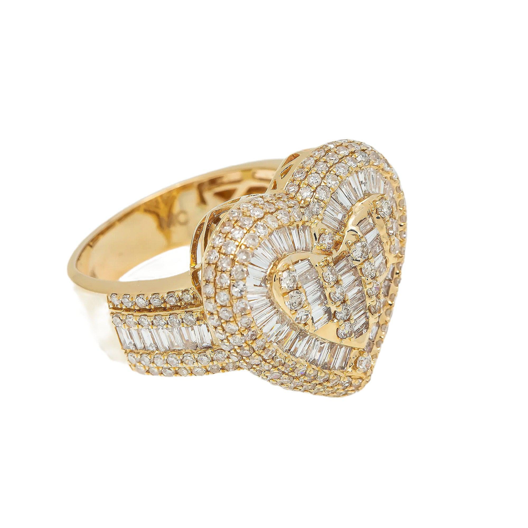 14K GOLD BAGUETTE DIAMOND LADIES HEART RING