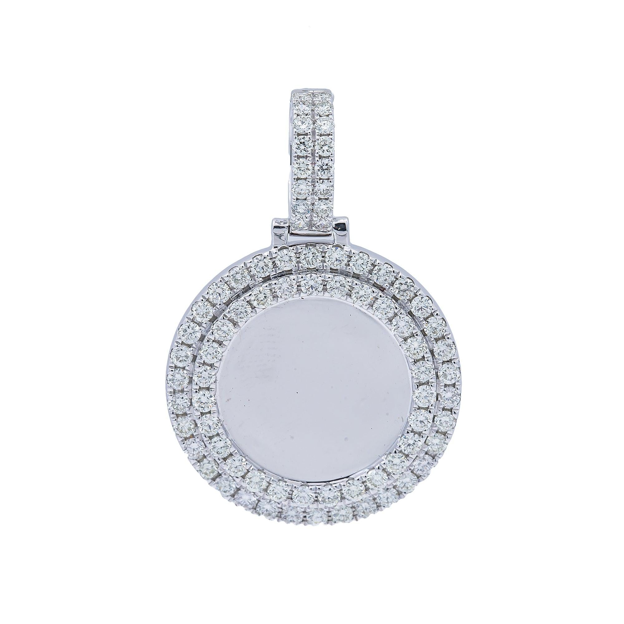 14K White Gold Diamond Circle Pendant