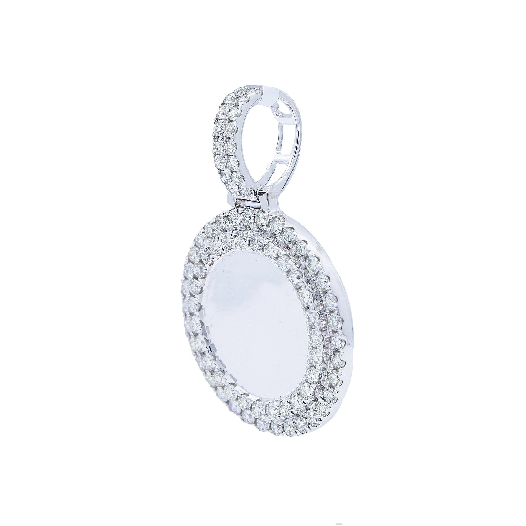 14K White Gold Diamond Circle Pendant