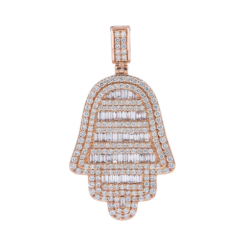 14K Rose Gold Diamond Hamsa Pendant