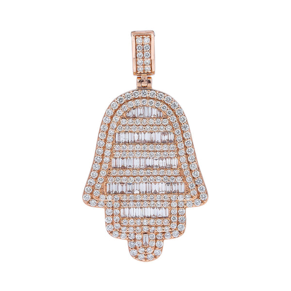 14K Rose Gold Diamond Hamsa Pendant