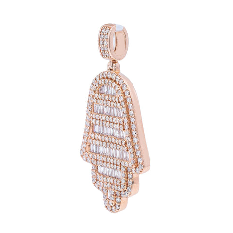 14K Rose Gold Diamond Hamsa Pendant