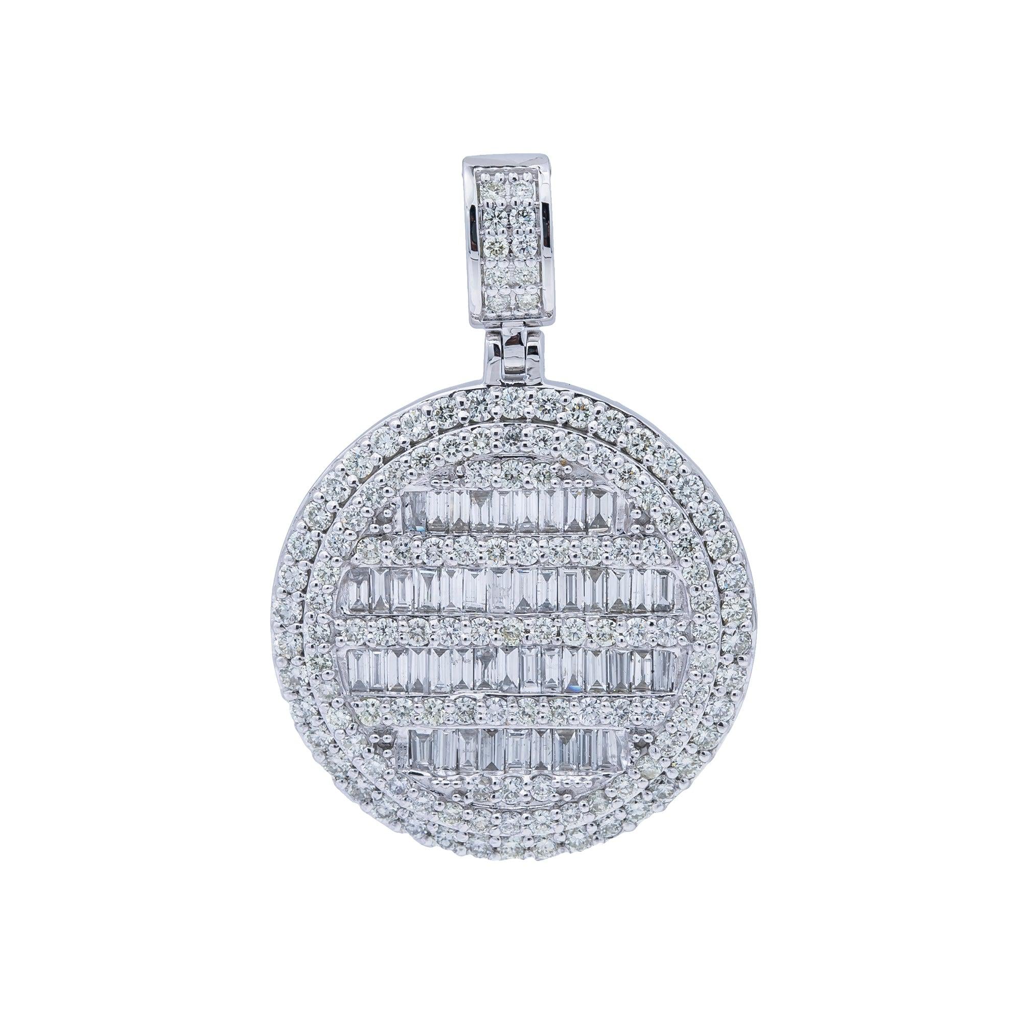14K White Gold Diamond Circle Pendant