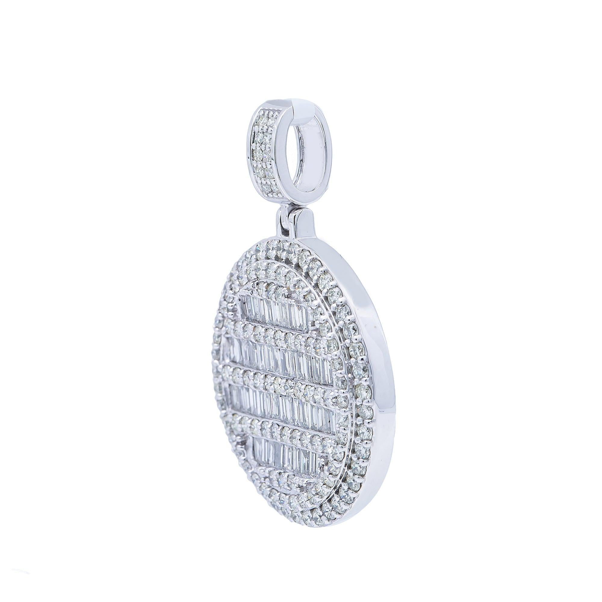14K White Gold Diamond Circle Pendant