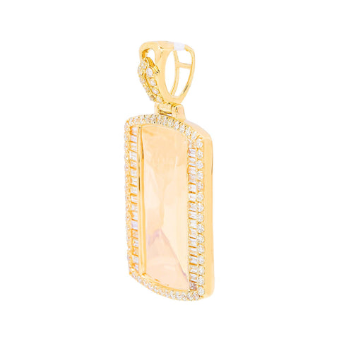 14K Yellow Gold Diamond Mirror Pendant