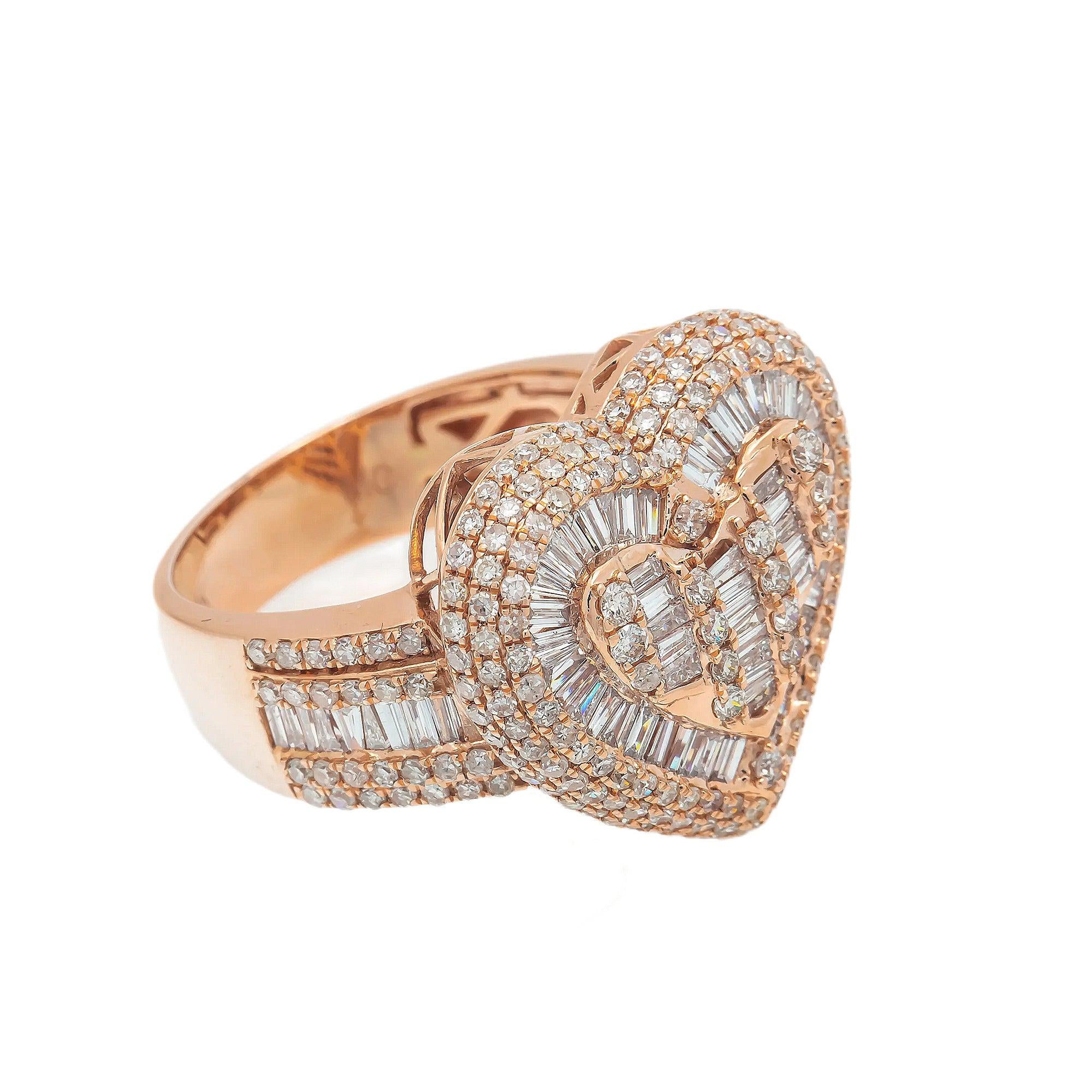 14K GOLD BAGUETTE DIAMOND LADIES HEART RING