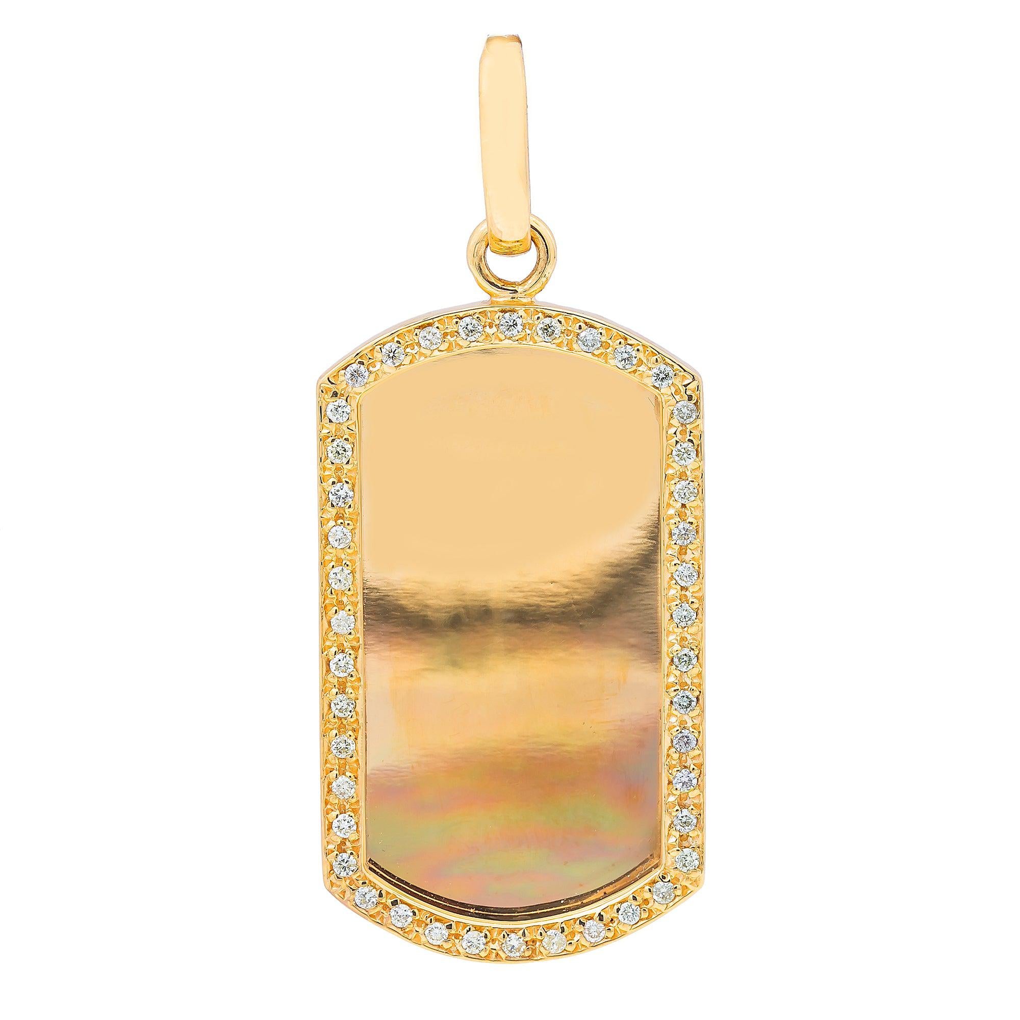 14K Yellow Gold Diamond Mirror Pendant
