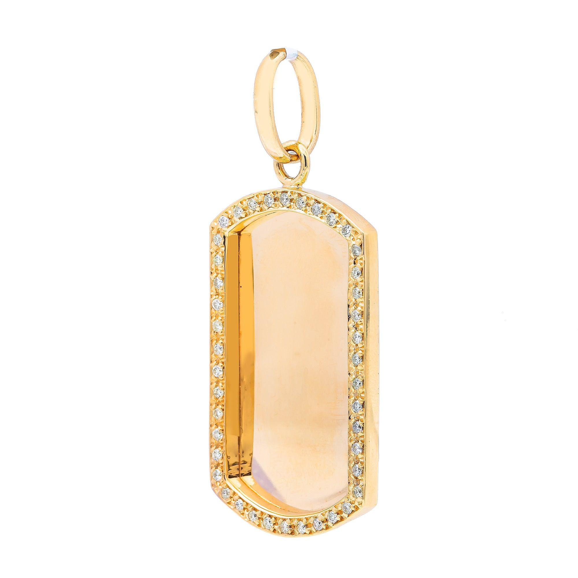 14K Yellow Gold Diamond Mirror Pendant