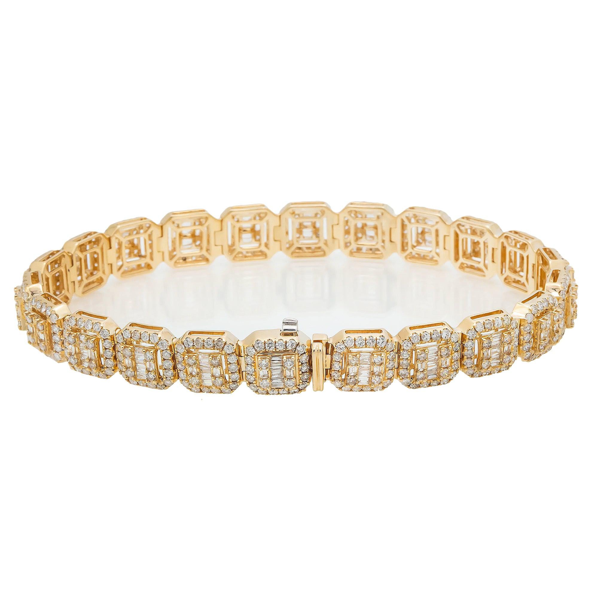 14K GOLD BAGUETTE  DIAMONDS BRACELET 7.42 CT
