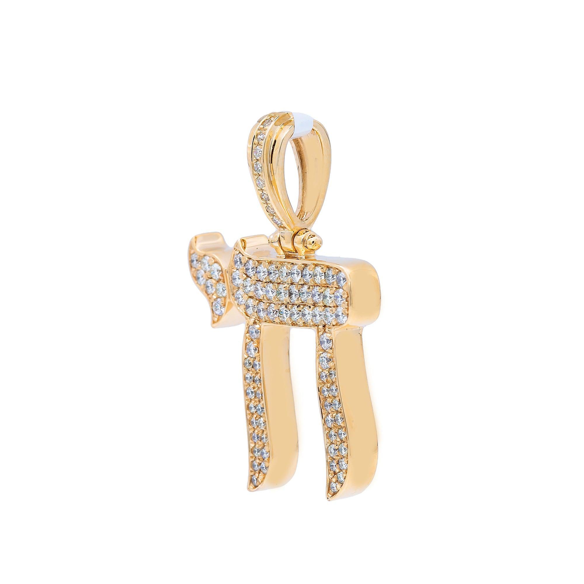 14K Yellow Gold Diamond Chai Pendant