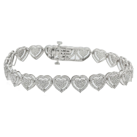 14K GOLD HEART SHAPE BRACELET 3.91 CT DIAMONDS