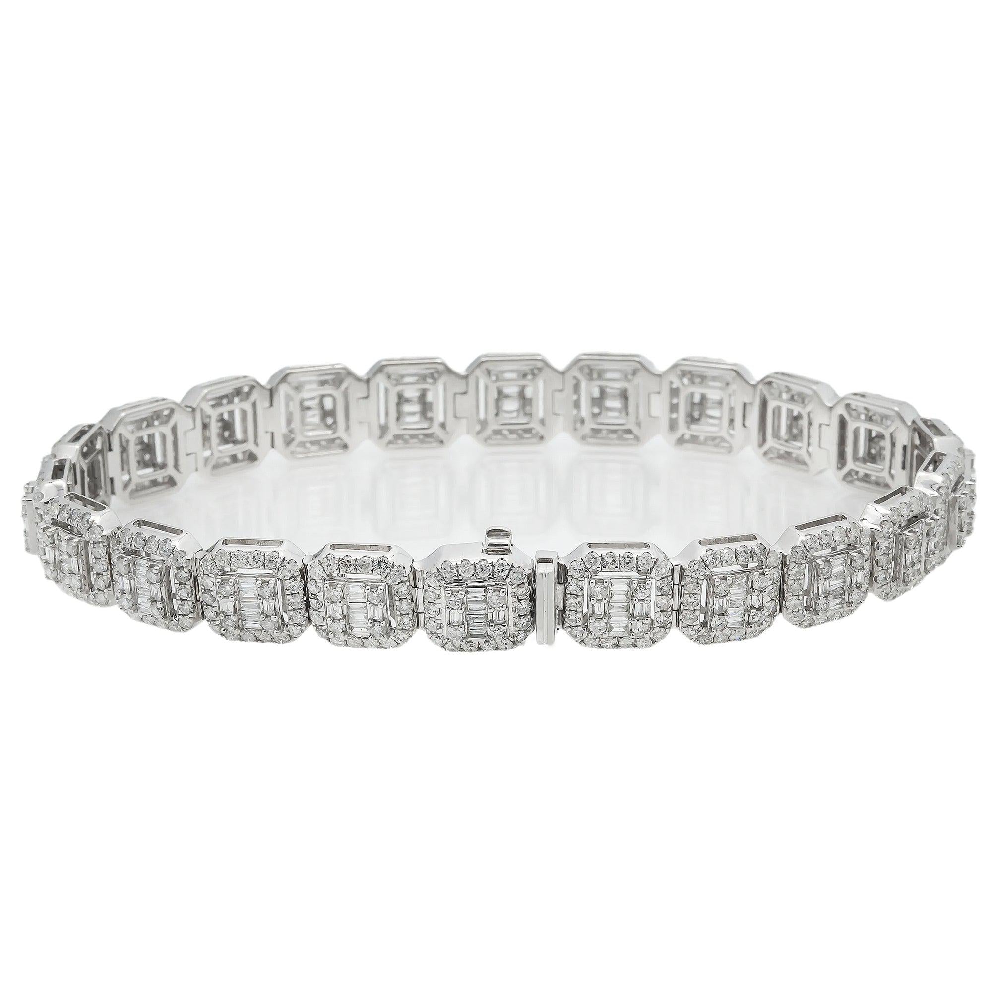 14K GOLD BAGUETTE  DIAMONDS BRACELET 7.42 CT