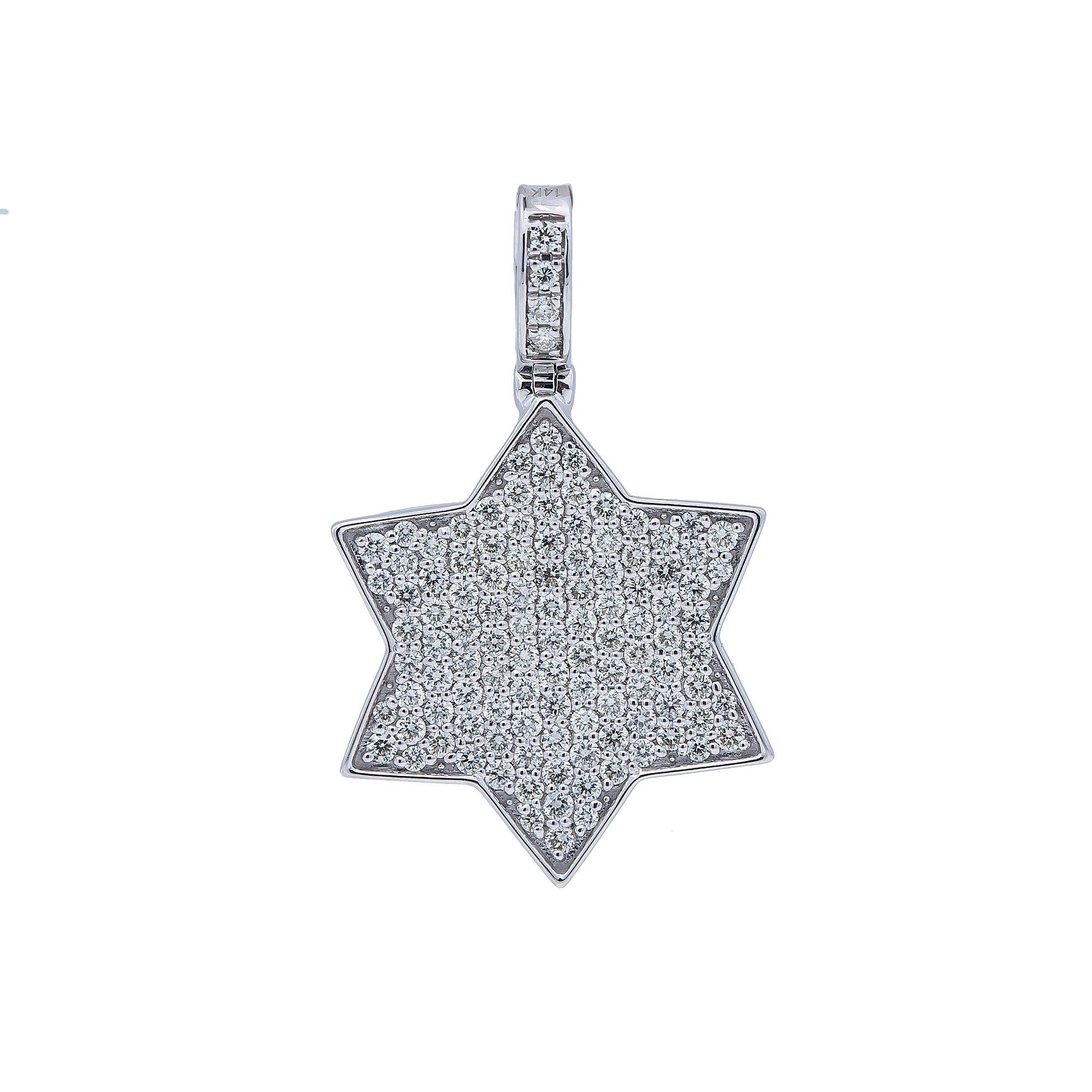 14K White Gold Diamond Star Pendant