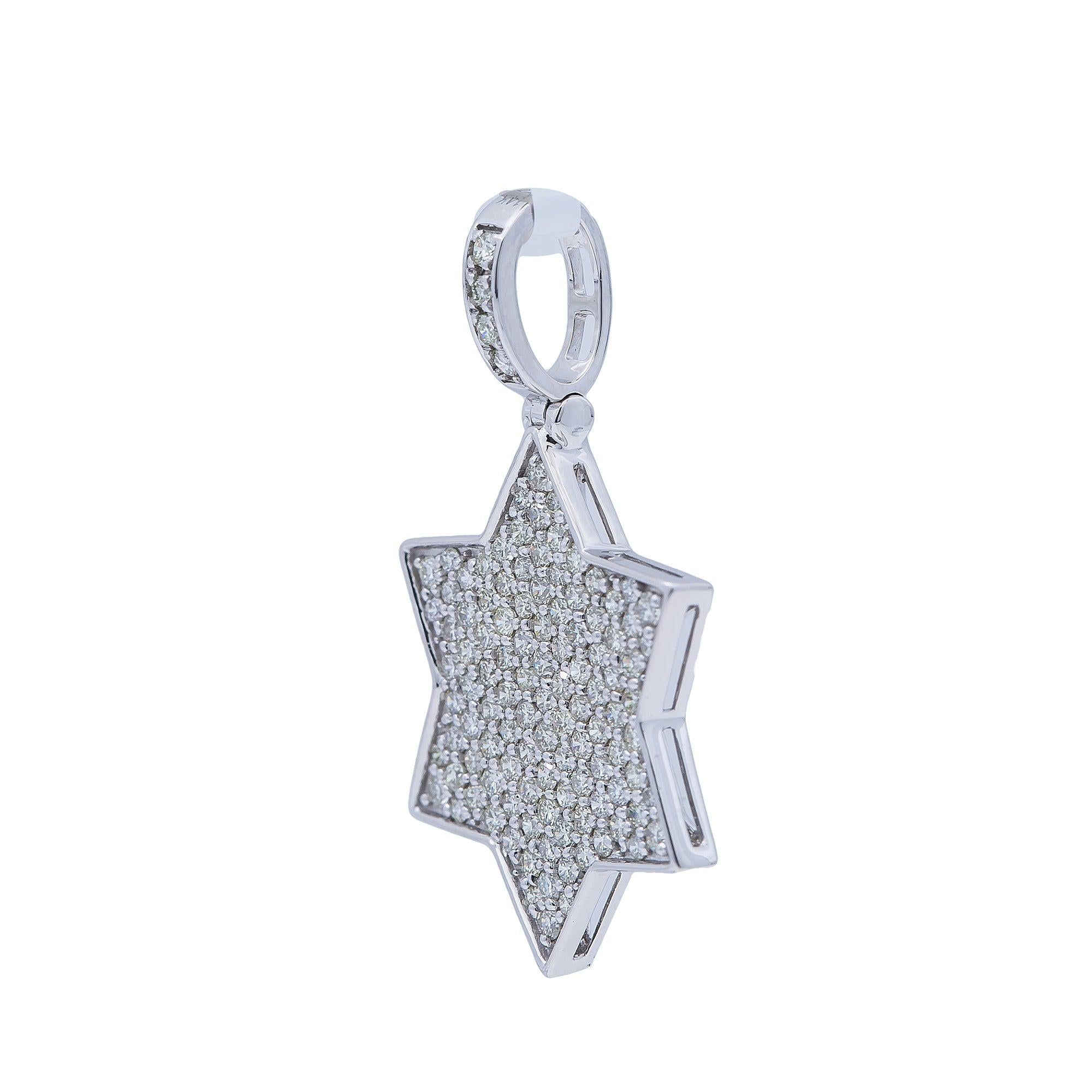 14K White Gold Diamond Star Pendant