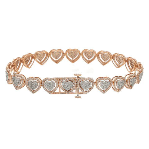 14K GOLD HEART SHAPE BRACELET 3.91 CT DIAMONDS