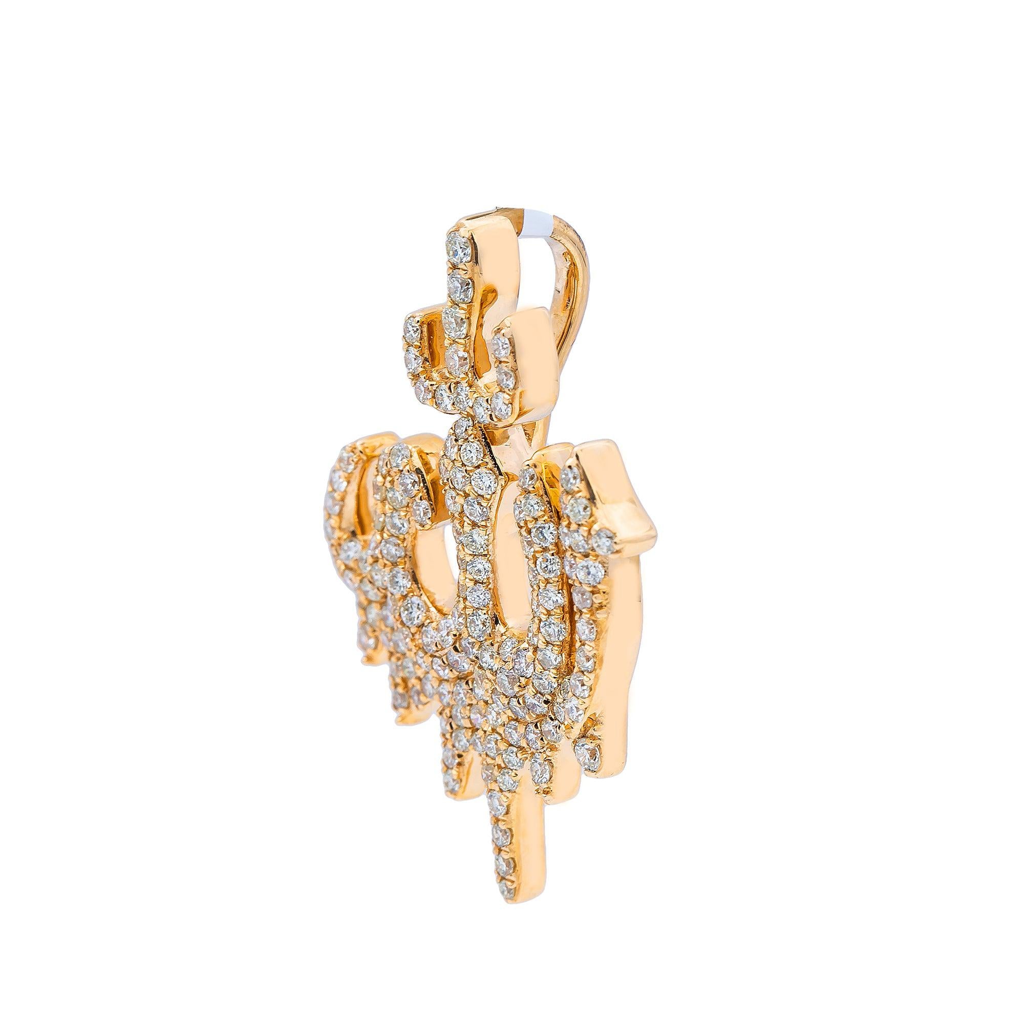 14K Yellow Gold Diamond Allah Pendant