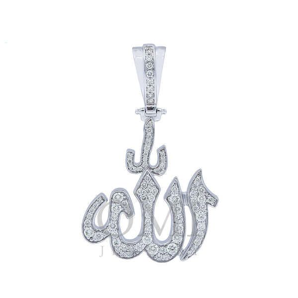 14K White Gold Diamond Allah Pendant