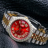Rolex Datejust 36MM Red Diamond Roman Numeral Dial With Two Tone Diamond Jubille Bracelet