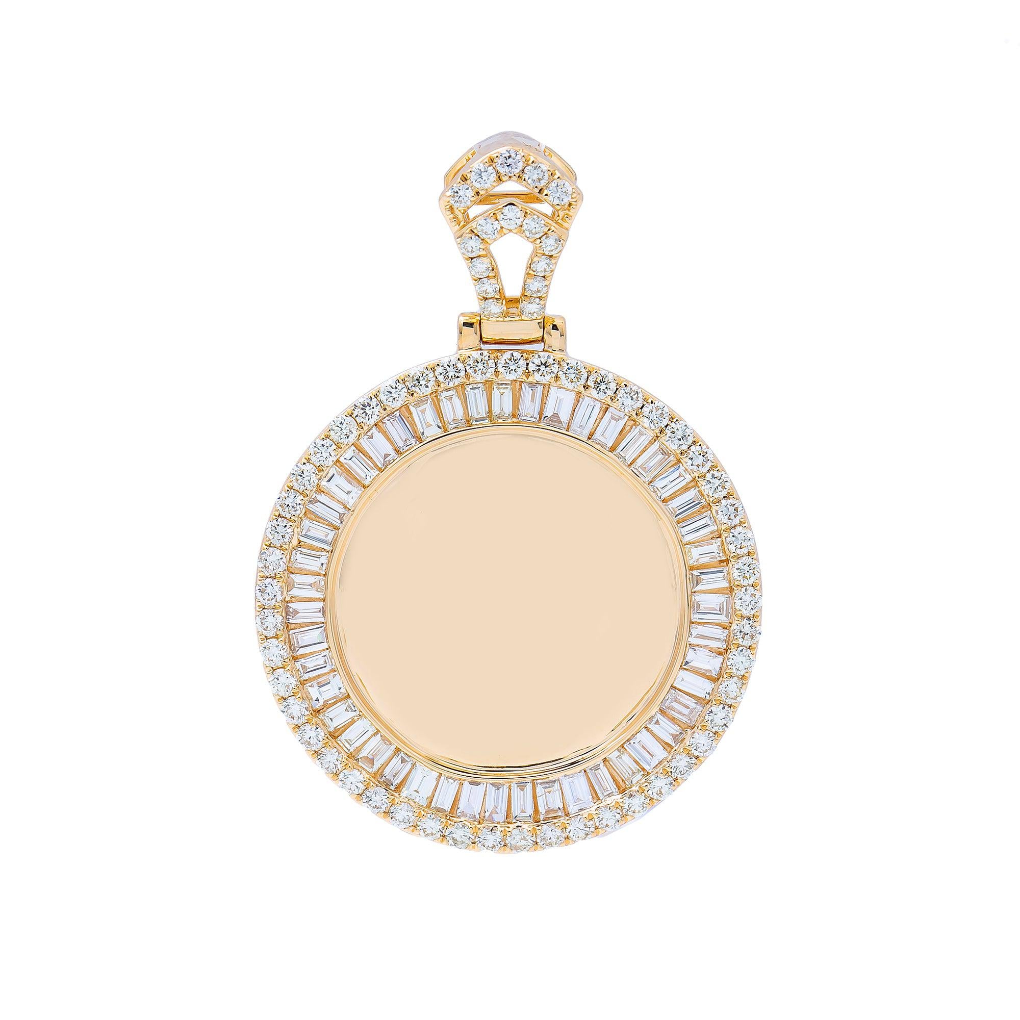 14K Yellow Gold Diamond Round Circle Pendant