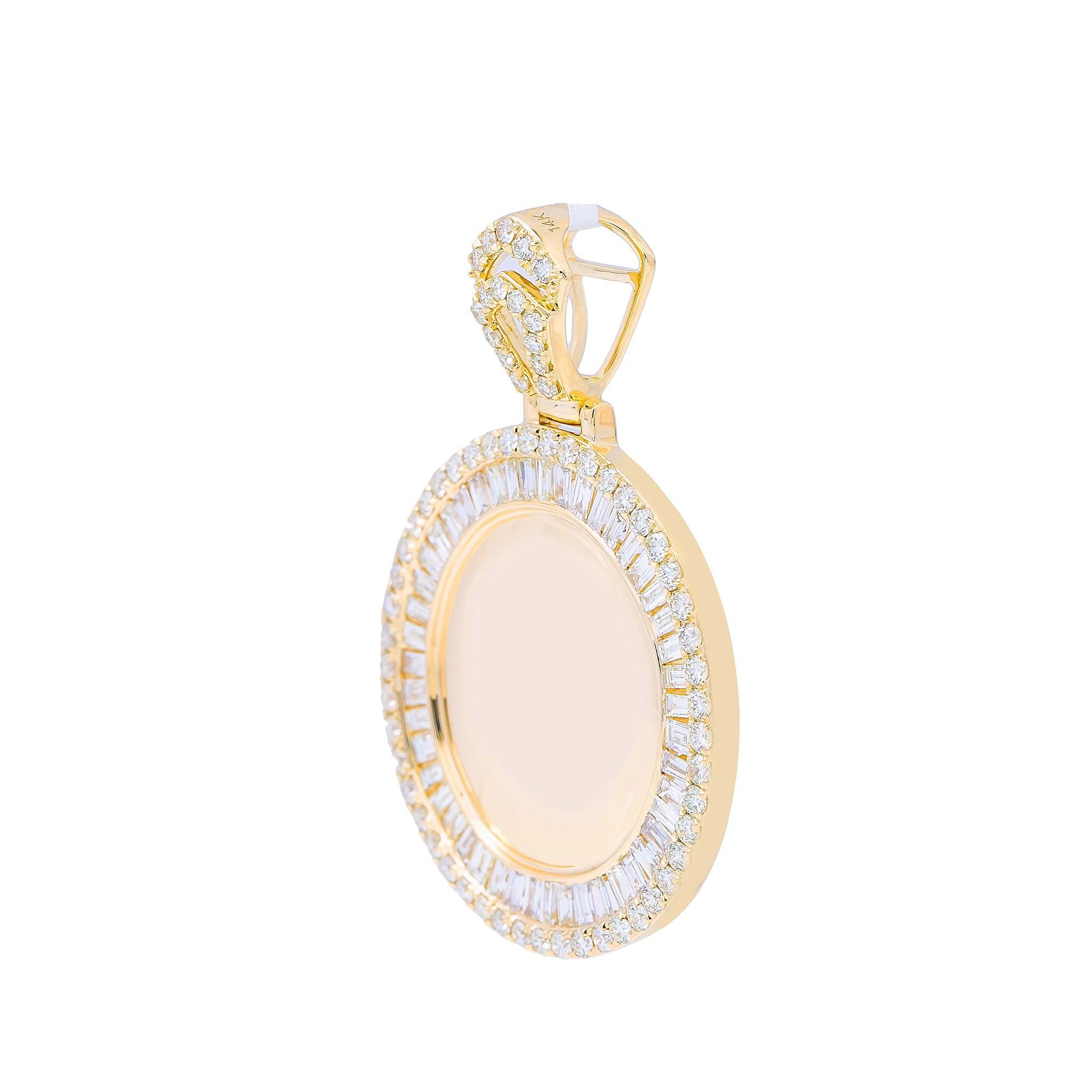 14K Yellow Gold Diamond Round Circle Pendant