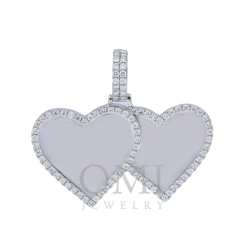 14K White gold Diamond Double Heart Pendant