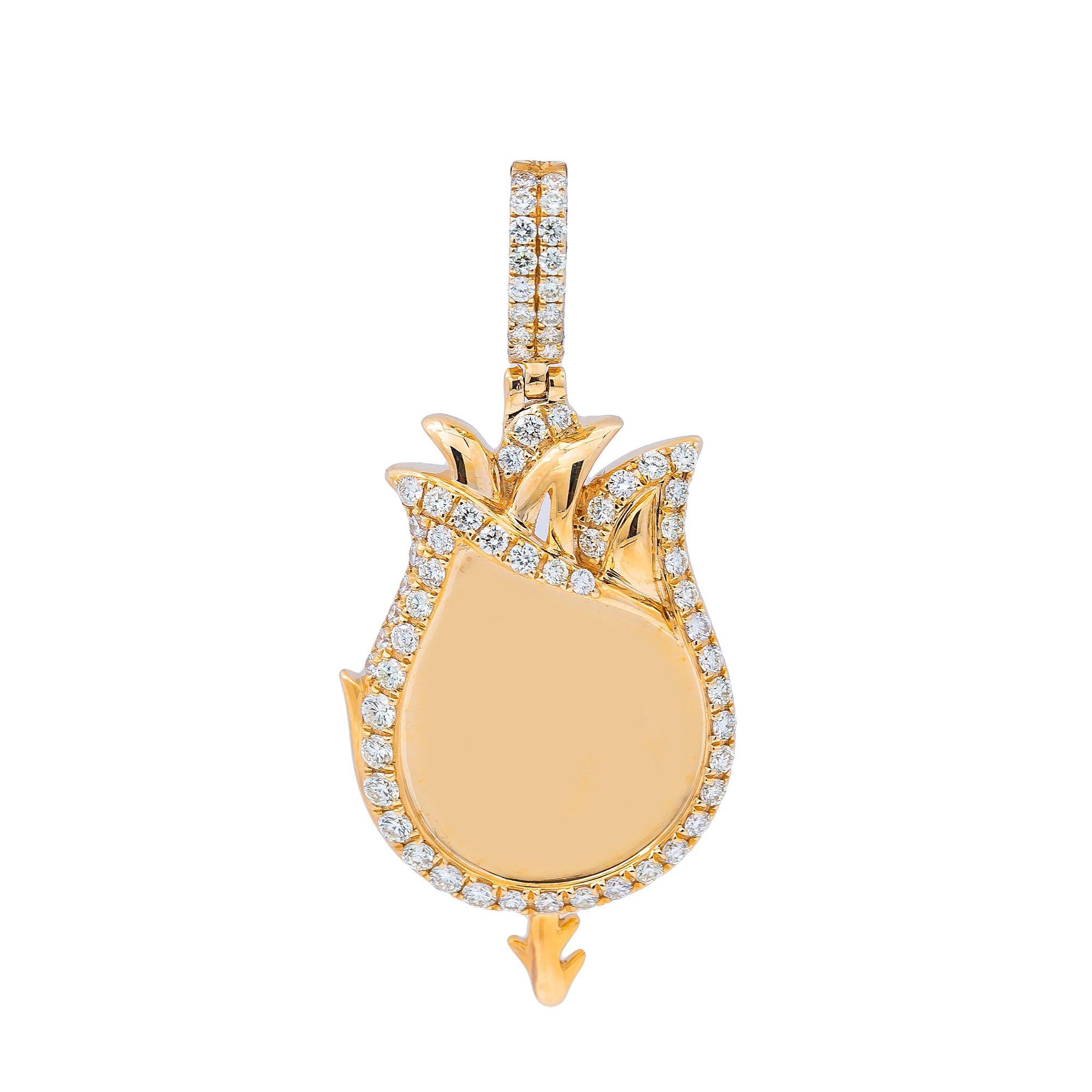 14K Yellow Gold Diamond Flower Pendant