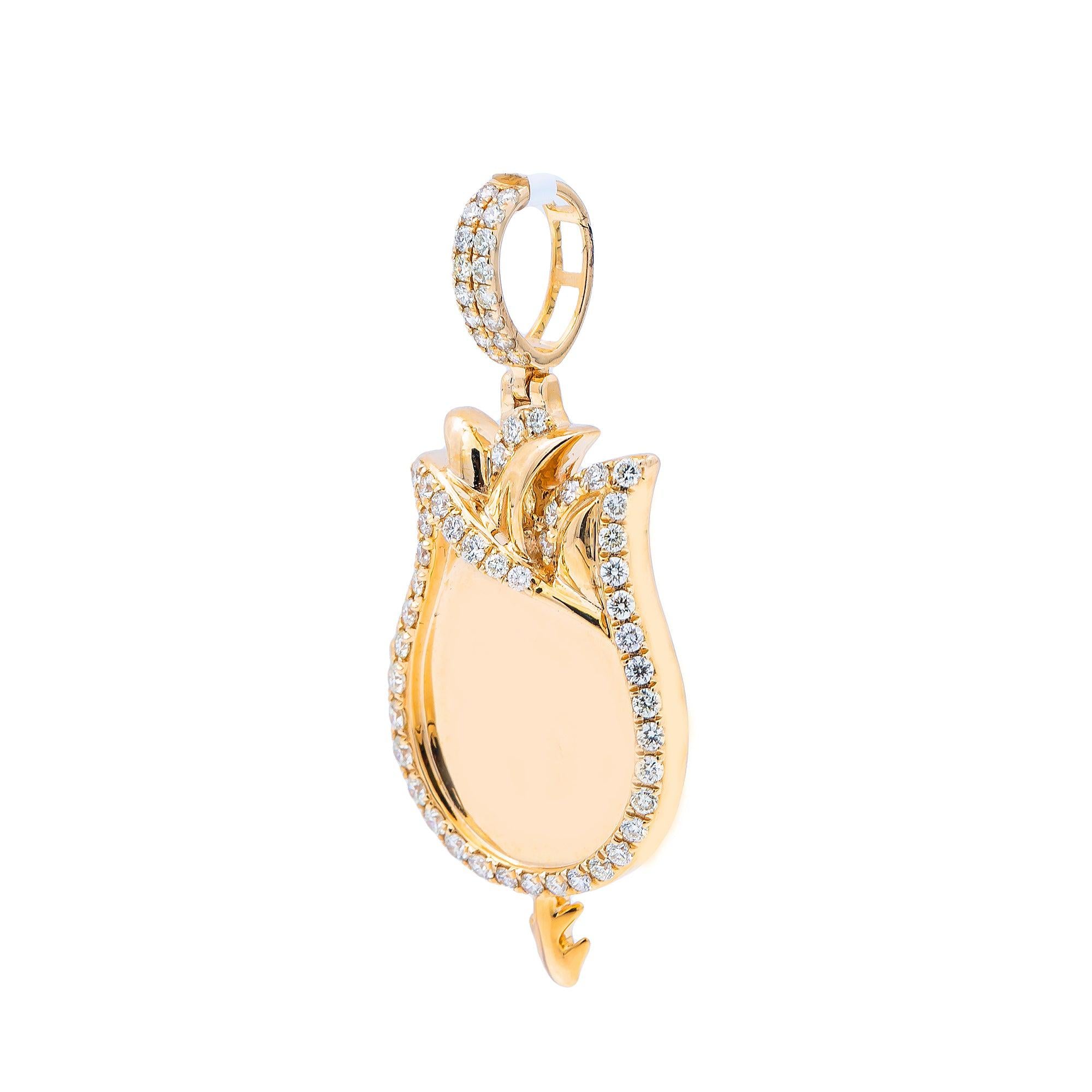 14K Yellow Gold Diamond Flower Pendant