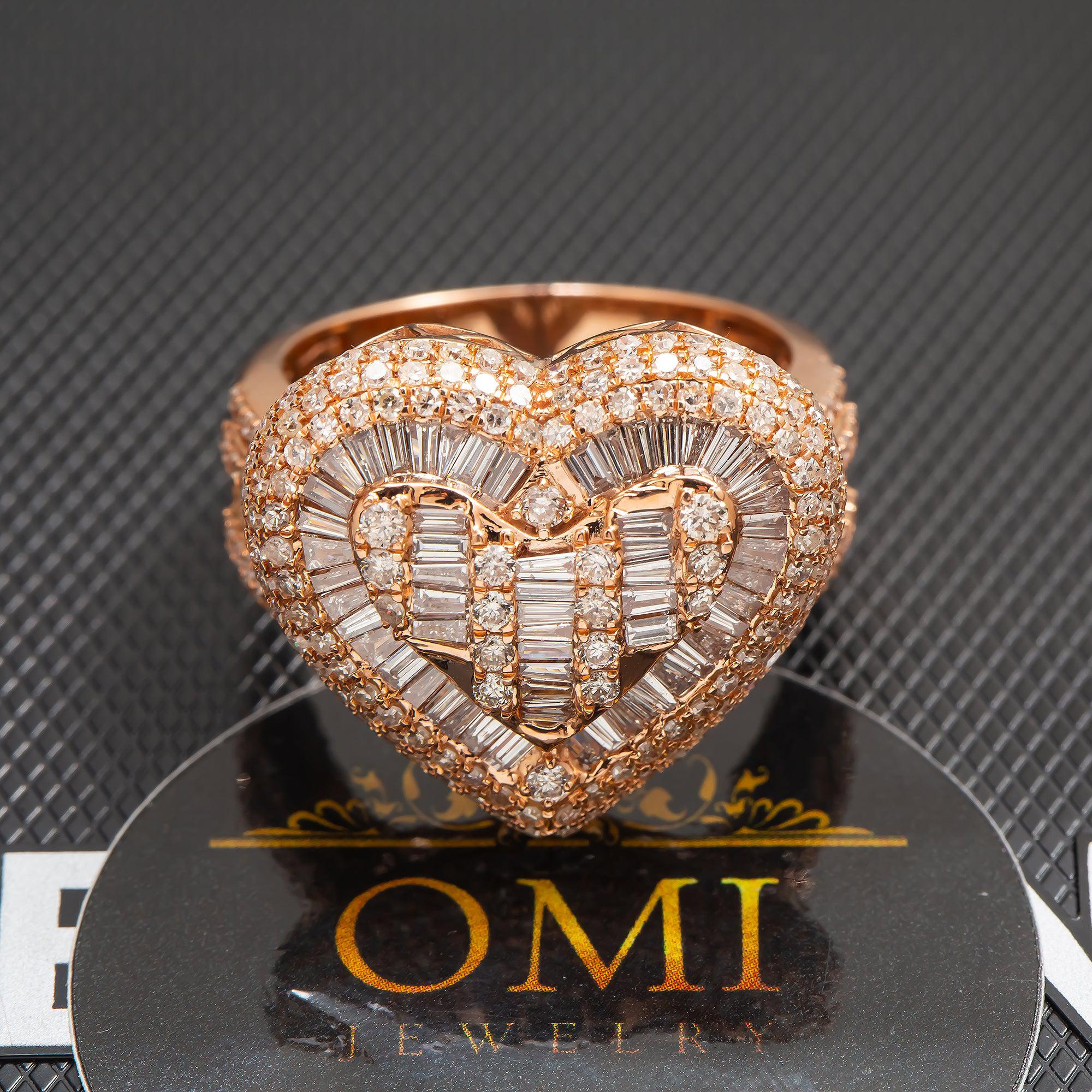 14K GOLD BAGUETTE DIAMOND LADIES HEART RING