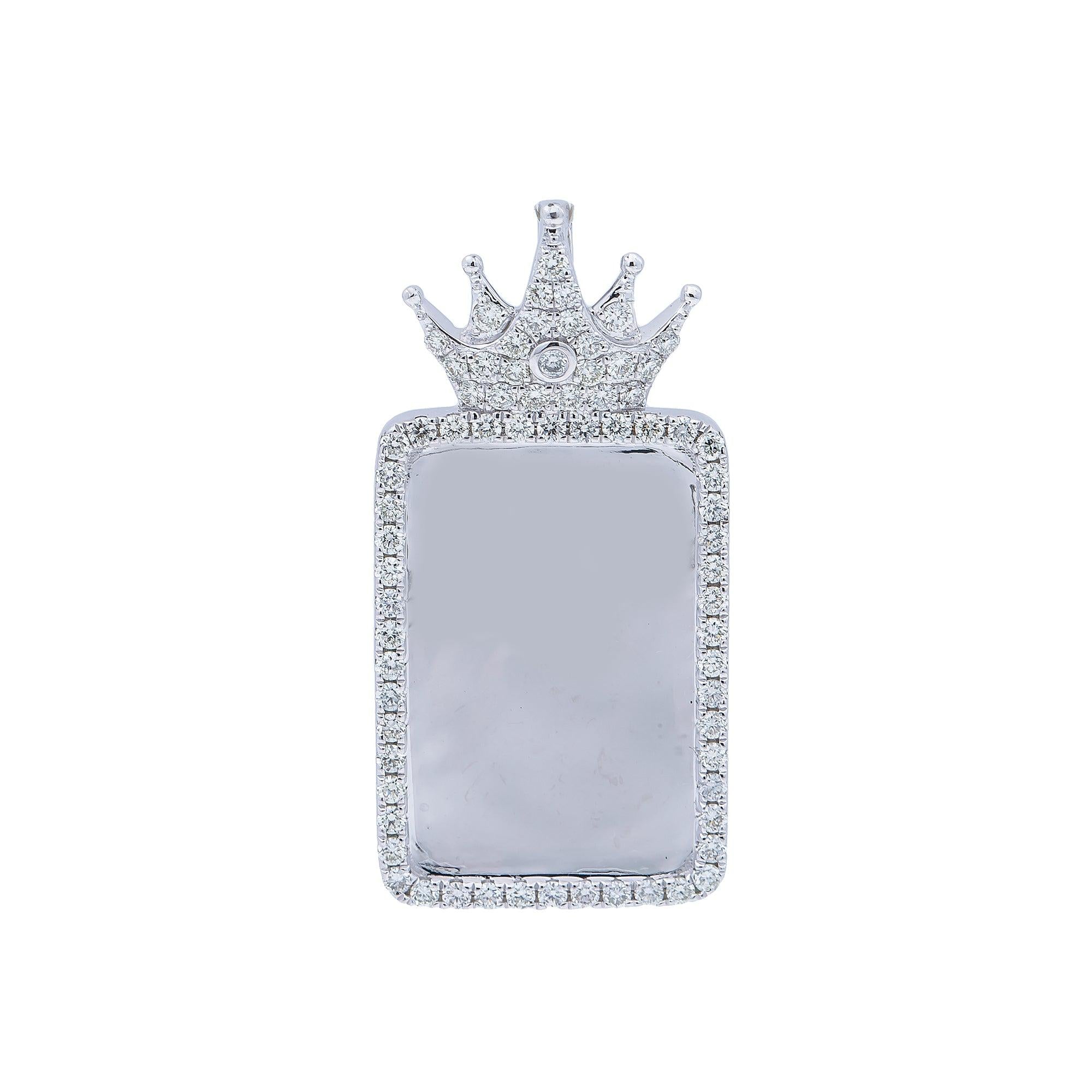 14K White Gold Diamond Mirror Pendant