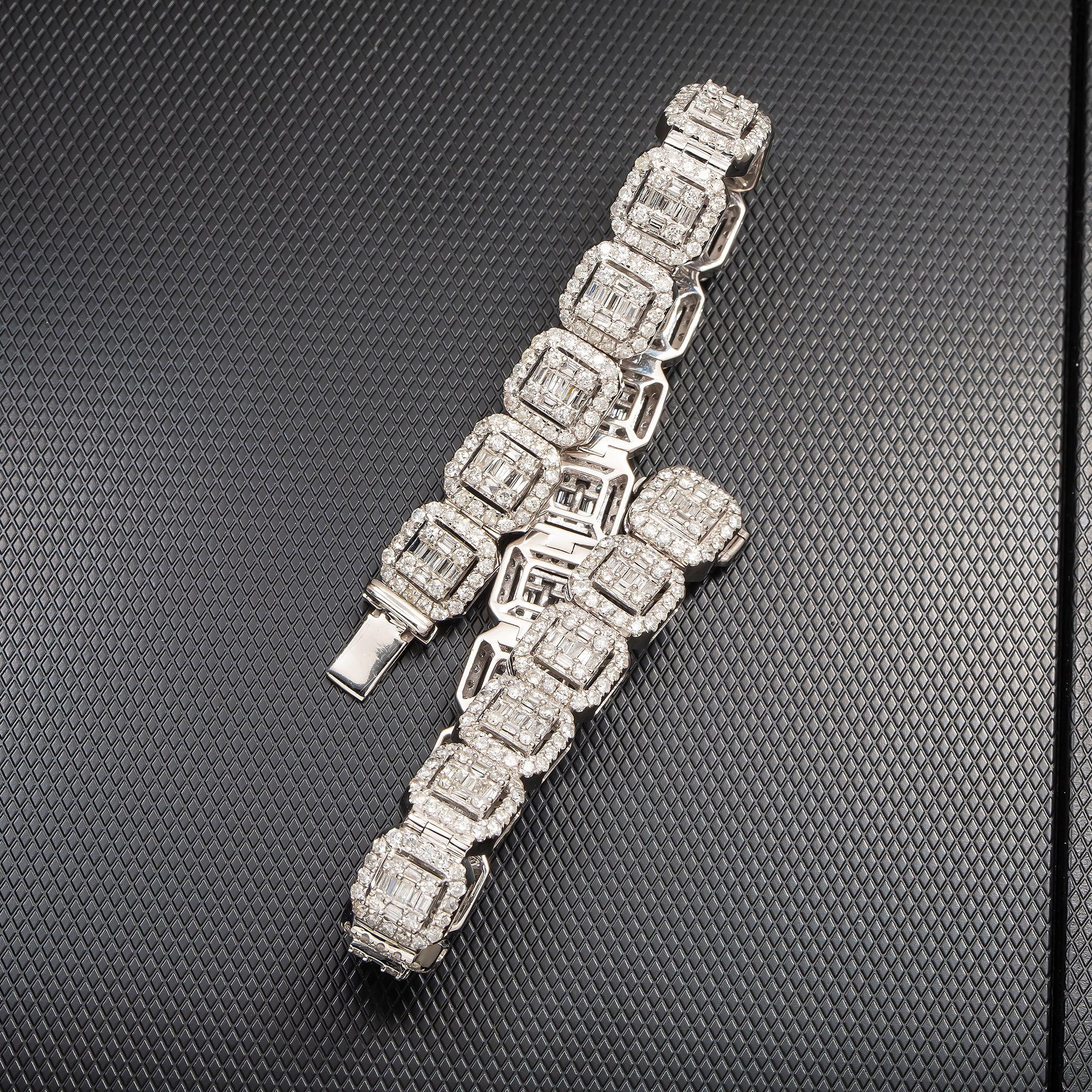 14K GOLD BAGUETTE  DIAMONDS BRACELET 7.42 CT