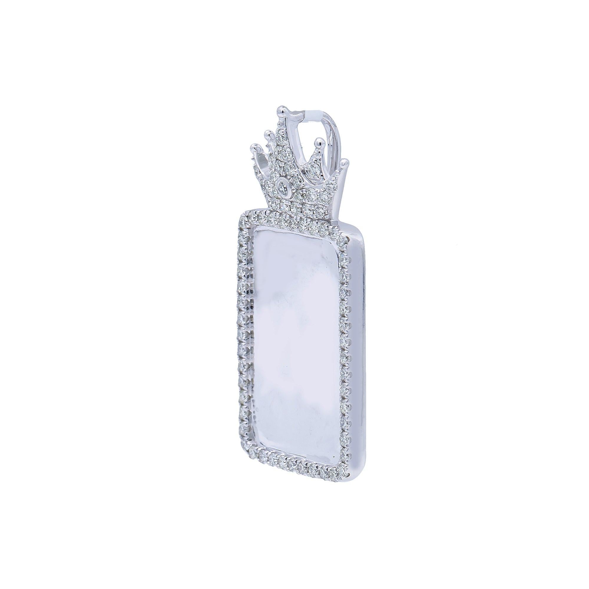 14K White Gold Diamond Mirror Pendant