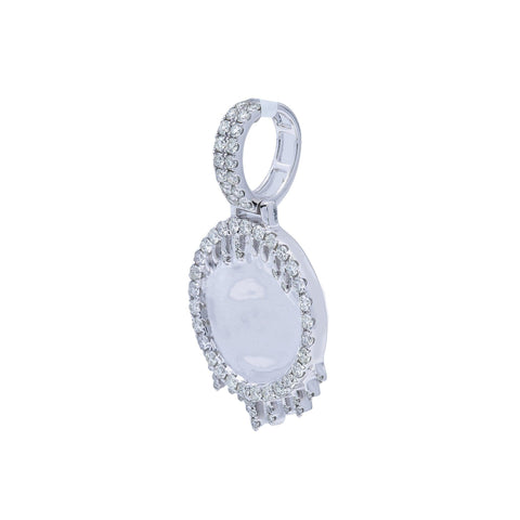 14K White Gold Diamond Round Pendant