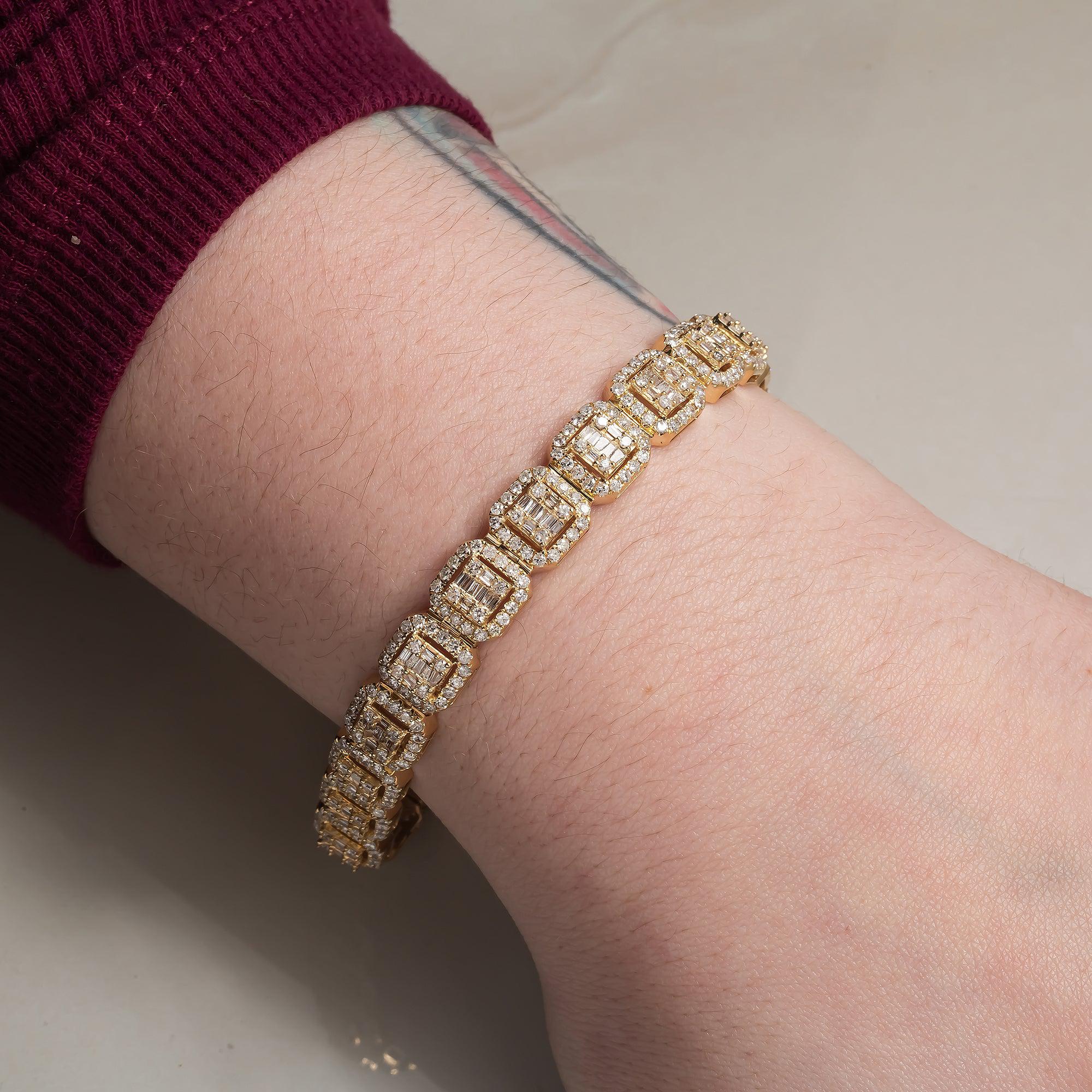 14K GOLD BAGUETTE  DIAMONDS BRACELET 7.42 CT