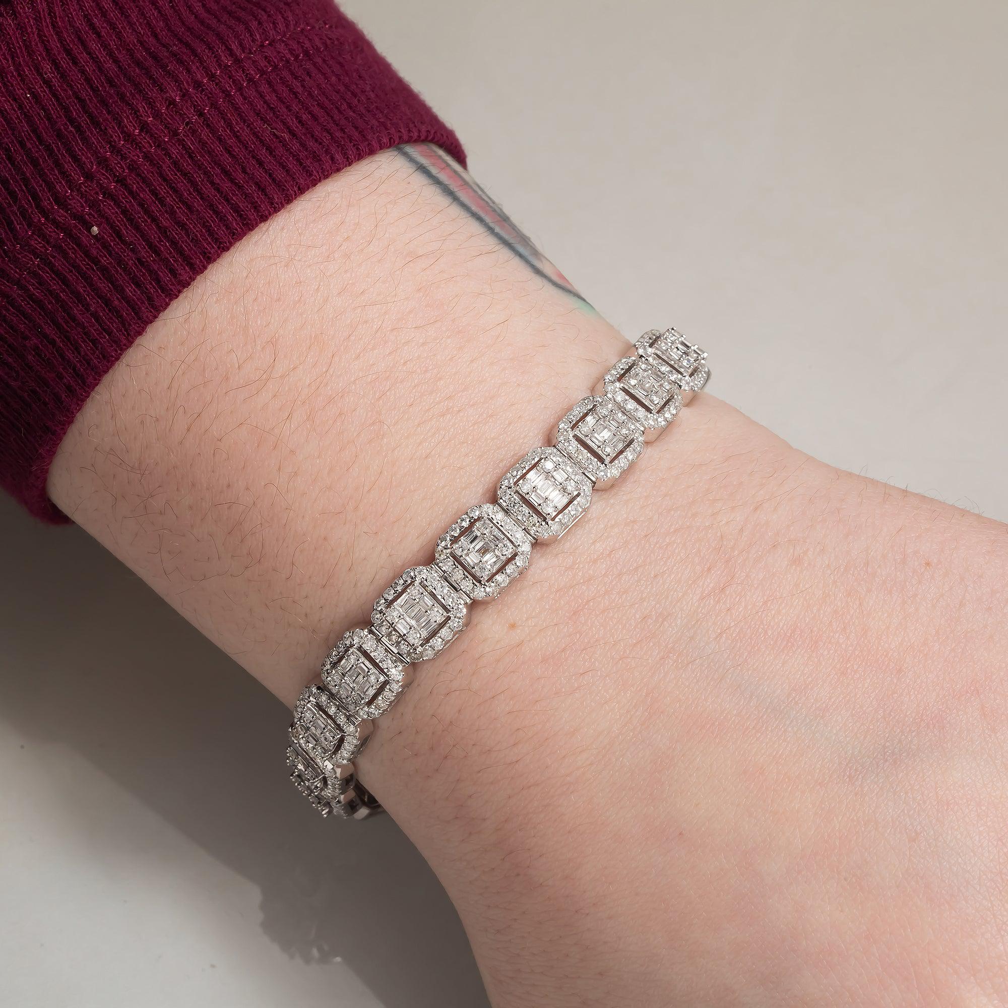 14K GOLD BAGUETTE  DIAMONDS BRACELET 7.42 CT