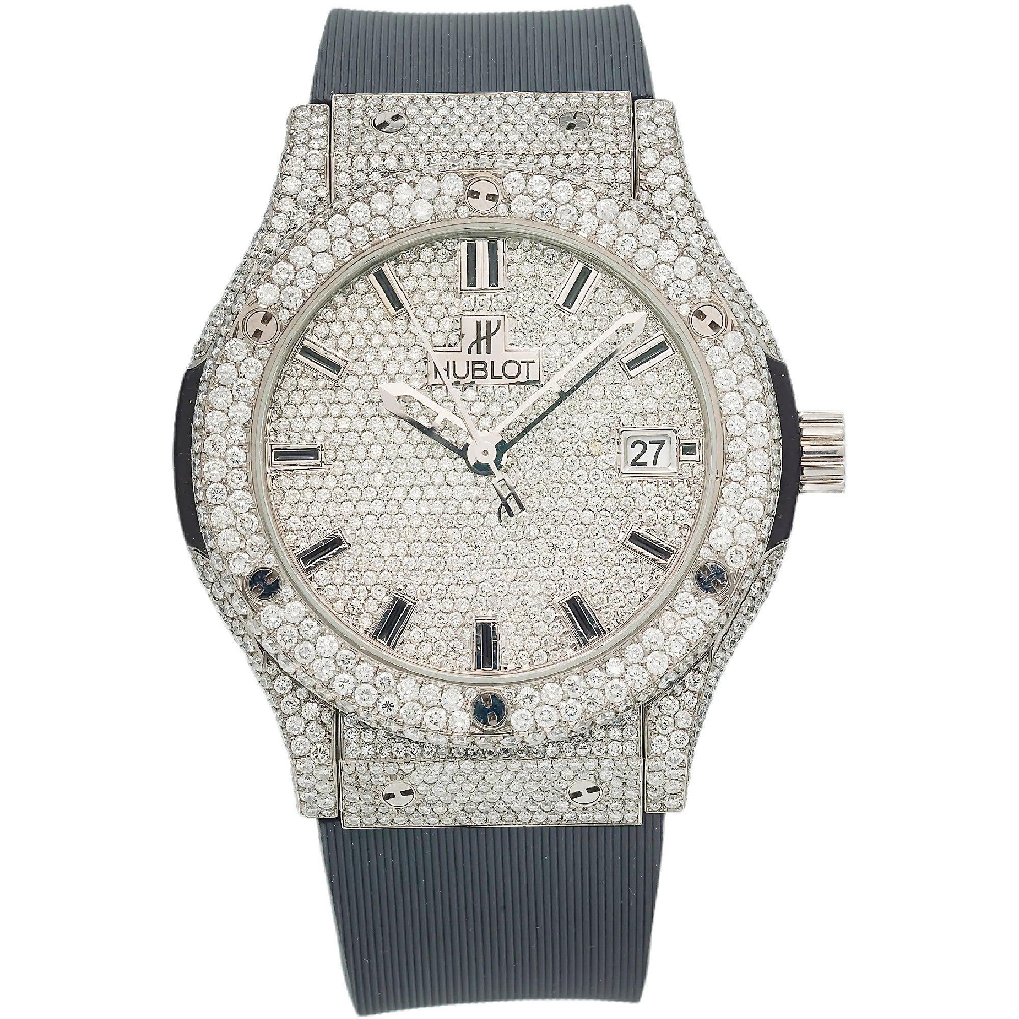 Hublot Classic Fusion Titanium Opalin 581.NX.2611.RX 33MM Diamond Dial With 11.25 CT Diamonds