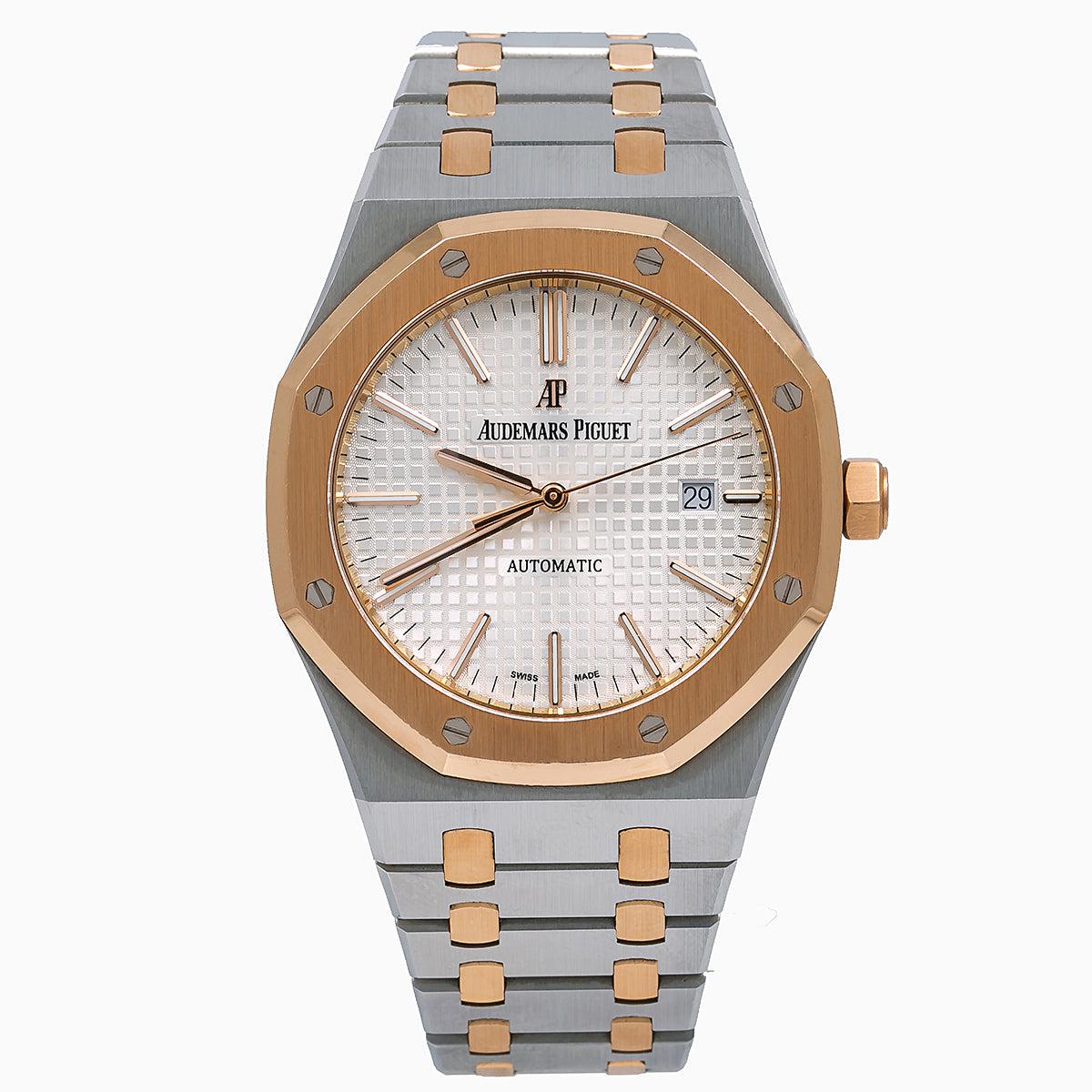 Audemars Piguet Royal Oak Selfwinding 41MM 15400SR.OO.1220SR.01 Silver Dial Rose Gold Bezel Two Tone Rose Gold Bracelet