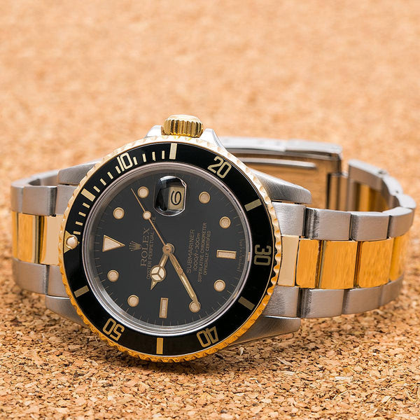 Rolex Submariner Date 16803 40mm Black Dial With Two Tone Bracelet