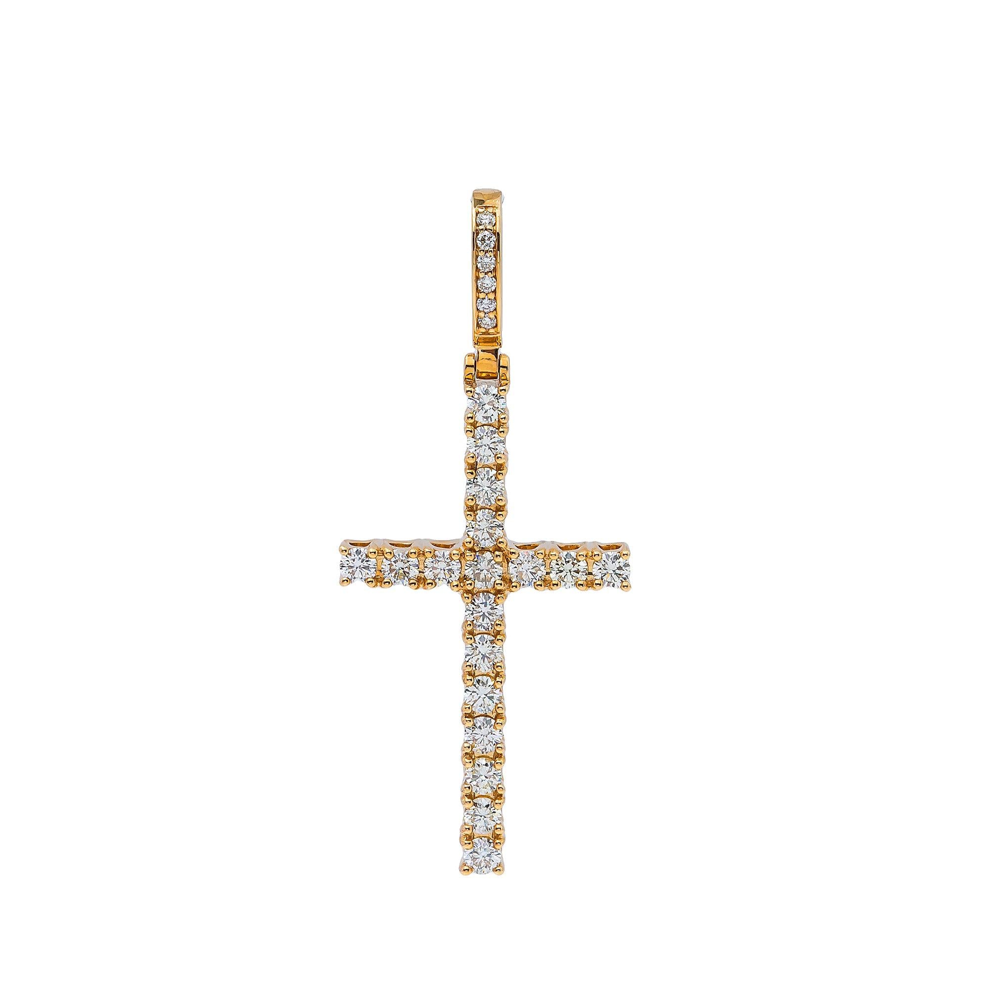 14K Yellow Gold Diamond Cross Pendant