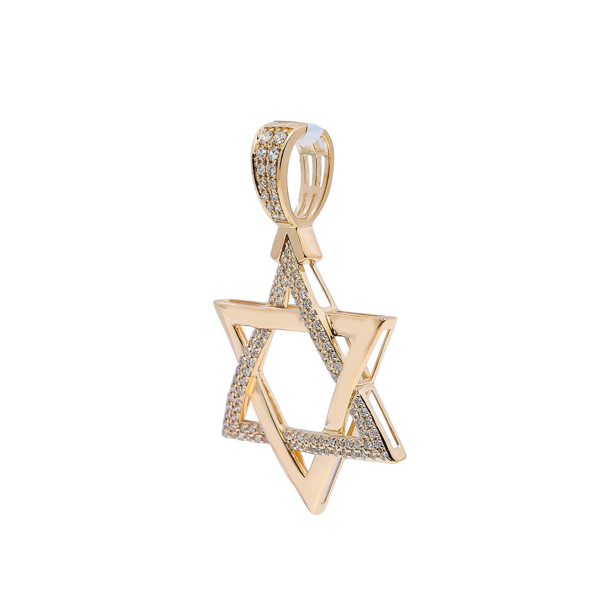 14K Yellow Gold Diamond Star of David Pendant
