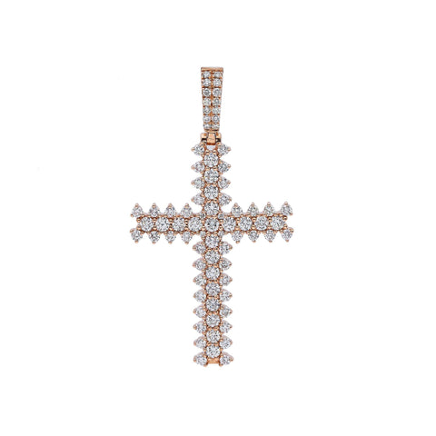 14K Rose Gold Diamond Cross Pendant