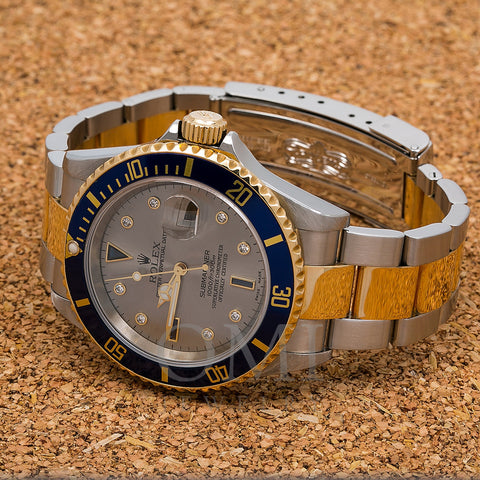 Bortset Formode Svig Rolex Submariner Date 16613 40MM Silver Dial With Two Tone Bracelet - OMI  Jewelry