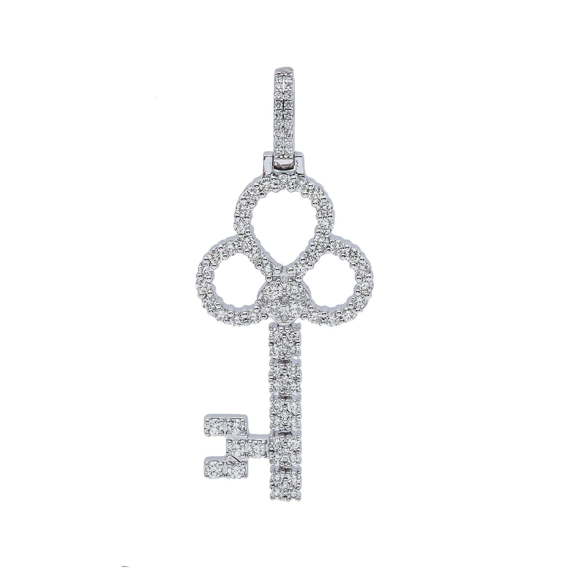 14K White Gold Diamond The Key Pendant