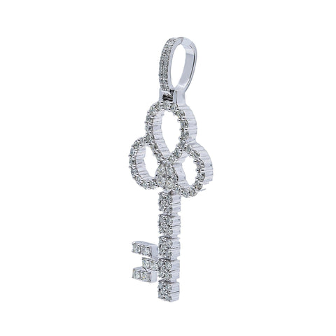 14K White Gold Diamond The Key Pendant